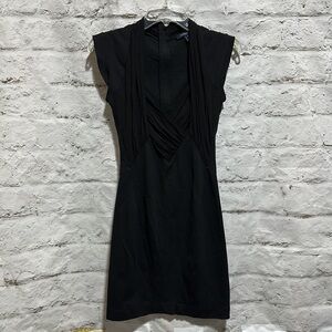 French Connection Black Sexy Midi Dress size 4 back zip bodycon.